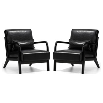 Set of 2 Modern Leatherette Accent  Armchair