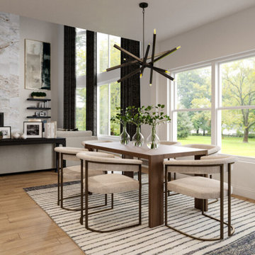 Black and White Living and Dining Room