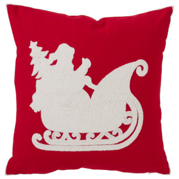 Santa's Sleigh Christmas Throw Pillow With Cotton Blend And Down Filling
