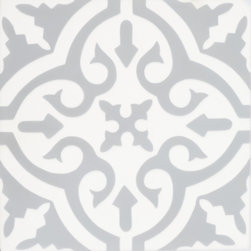 Moroccan Mosaic & Tile House - 8"x8"Argana Handmade Cement Tile, White/Gray, Sample - Wall And Floor Tile