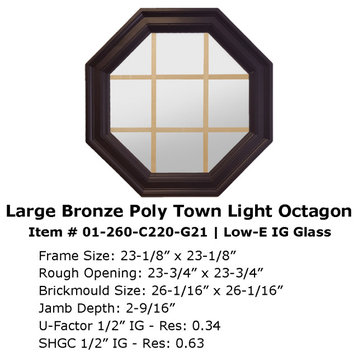 Large Four Season Town Light, Bronze Poly, Low E With Grille 2-9/16" Jamb