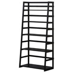 Pemberly Row - Pemberly Row Transitional Wood (63" x 30") Ladder Shelf Bookcase in Black - Sometimes a room calls for a light and airy touch. The Pemberly Row Ladder Shelf Bookcase is easy to assemble, easy to install and beautiful to behold. The unit can be used alone or in multiples to create a wall storage system. With its four shelves, this ladder shelf is designed to have flexible storage for books, curios, accessories, sculptures or decorative accents. Perfect for living rooms, offices, bedrooms, hallways and family rooms.