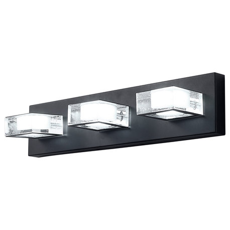 3-Light Bubble Crystal Wall Light Modern Bathroom Vanity Light, Black