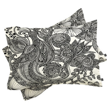 Deny Designs Valentina Ramos Bird In Flowers Black White Pillow Shams, King