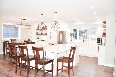 Example of a mid-sized classic home design design in Calgary