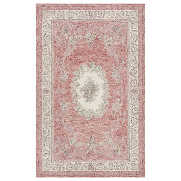 Safavieh Aubusson 4' x 6' Hand Tufted Wool Rug in Red and Ivory