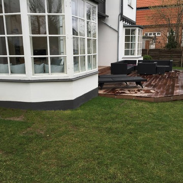 Hard wood terrace, driveway, walkway, facade, garden