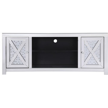 59" Crystal Mirrored Tv Stand