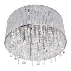 6 Light Drum Shade Flush Mount With Chrome finish