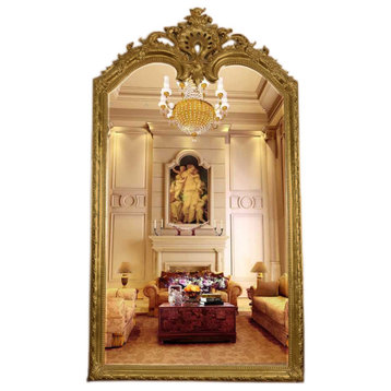 55"x98" Gilded Full Length Floor Mirror, Bright Gold