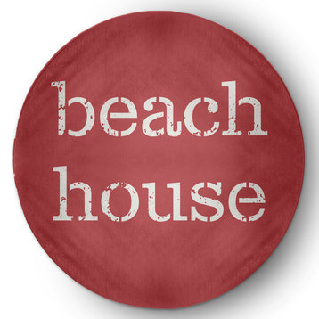 5' Round Beach House  Nautical Indoor/Outdoor Rug, Ligonberry Red