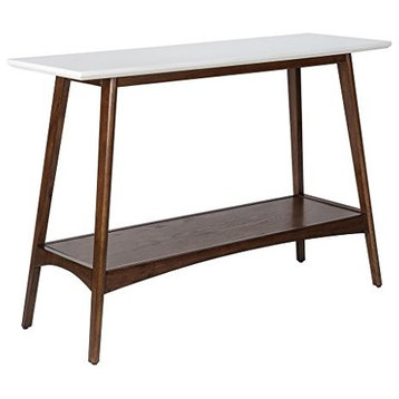 Madison Park Parker Mid-Century Modern Natural Wood Accent Table, Pecan, Console Table