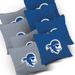 AJJ Enterprises - Seton Hall Cornhole Bags Set of 8 - Officially Licensed Set of 8 Seton Hall Cornhole Bags.  Highest quality logo'd bags you'll find anywhere!.  Logo is applied using a heat transfer technique.  Officially Licensed Collegiate ProductRegulation size (6 inches x 6 inches)Filled with whole kernel feed corn Made with 10 oz duck cloth fabricEach bag weights 1 pound (16 oz)
