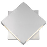 Z-Lite - Z-Lite 572S-BK-LED Quadrate 2 Light Outdoor Wall Sconce, Silver, 11 Inch - Create a modern focal point with this silver wall light. Sleek lines combine to create a layered geometric visual.