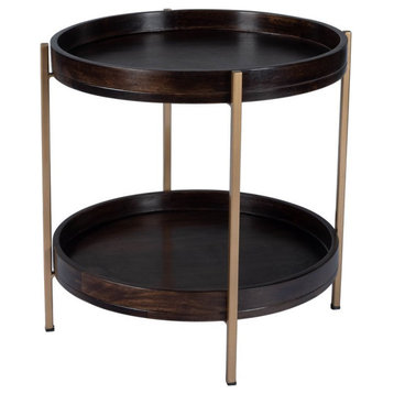 Beaumont Lane Metropolitan Living Wood and Metal Accent Table in Brown