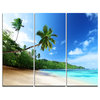 "Sunset Beach With Palm" Photography Canvas Print, 3 Panels, 36"x28"