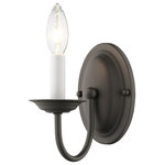 Livex Lighting - Home Basics Wall Sconce, Bronze - This one light wall sconce from the Home Basics collection is an alluring reflection of traditional style. The elegant sweeping arm and bronze finish are beautiful details that unite for a breathtaking piece.