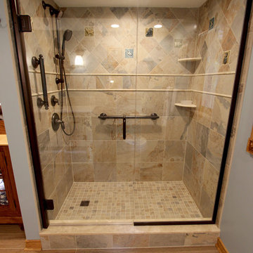 Log Cabin First Floor Bathroom with Tiled Shower ~ Hinckley, OH