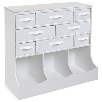 Storage Station With Eight Baskets and Three Bins, White
