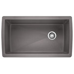 Blanco - Blanco 441764 18.5"x33.5" Granite Single Undermount Kitchen Sink, Metallic Gray - Diamond 18.5-in x 33.5-in Metallic Gray Single-Basin Granite Undermount Residential Kitchen Sink