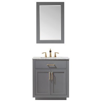 Ivy Gray Bathroom Vanity Set, 30", With Mirror
