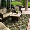 Coronado Indoor and Outdoor Floral Brown and Ivory Rug, 5'3"x7'6"