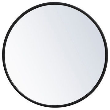 Elegant Decor MR4818BK Metal Frame Round Mirror, 18", Black