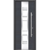 Exterior Prehung Frosted Glass Door / Deux 0757 Gray Graphite, Right in
