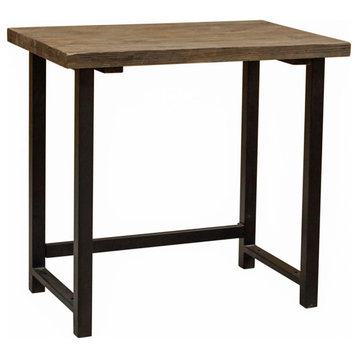 Pomona 32"W Small Metal and Solid Wood Desk