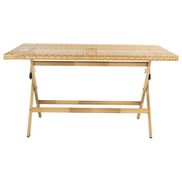 Akita Folding Table Natural/White Safavieh