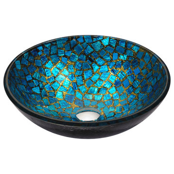 ANZZI Chipasi Vessel Sink, Blue/Gold Mosaic