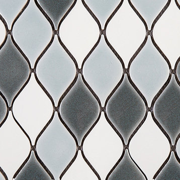 13.5"x10.88" Navi Mosaic Tile Sheet, Blue-Gray
