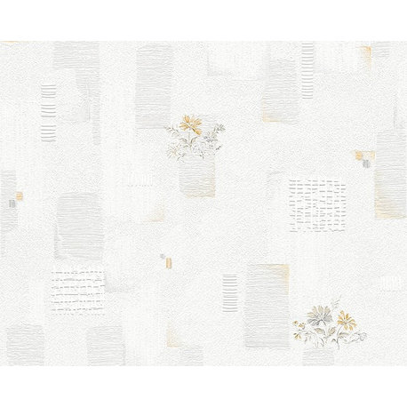 Ok6, Textile Natural Fresh Garden White Wallpaper Roll