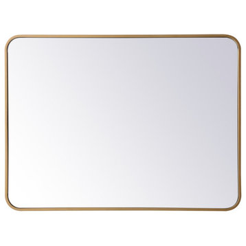 Ellis Soft Corner Metal Rectangular Mirror, 27"x36", Brass