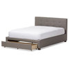 Brandy Fabric Upholstered Platform Bed With Storage Drawer, King