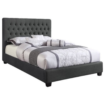 Bowery Hill Transitional Fabric Upholstered California King Bed in Charcoal