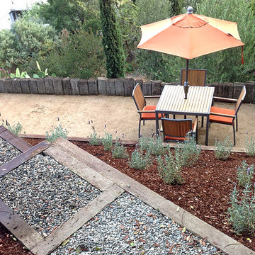 Custom Outdoor Steps--Wood border with Gravel