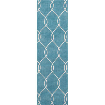 Bliss Hand-Tufted and Hard-Carved Polyster Rug, Teal, 2'3"x8' Runner