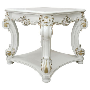 ACME Vendome End table in  Antique Pearl Finish