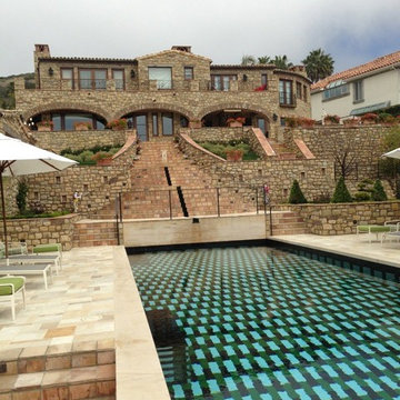 Patio layout showcasing our unique stone elements in architectural settings.