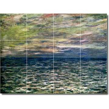 Claude Monet Waterfront Painting Ceramic Tile Mural #120, 24"x18"