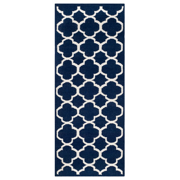 Safavieh Dhurries Collection DHU627 Rug, Navy/Ivory, 2'6"x7'