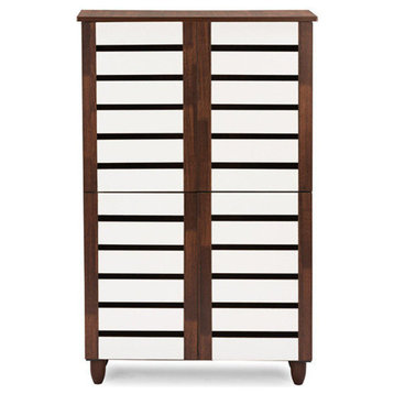 Gisela Oak and White 2-tone Shoe Cabinet With 4 Door
