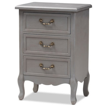 Bowery Hill French Grey Finished Wood 3-Drawer Nightstand