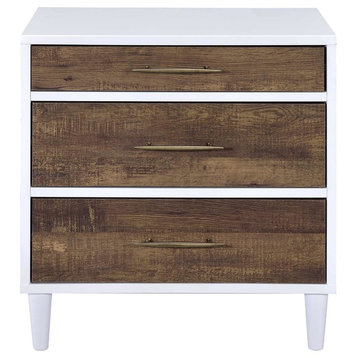 ACME Lurel Nightstand, White and Weathered Oak