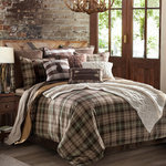 Paseo Road by HiEnd Accents - Huntsman Comforter Set, Queen - Bring the Scottish highlands to your home with the Huntsman collection which showcasing subtle brown and cream plaids with hints of green and burgundy. The Huntsman plaid pattern is easily paired with many of the other bedding sets in the lodge, hunting or western collections. Four piece queen set includes comforter, bedskirt and (2) standard pillow shams. Measurements: queen comforter 92" X 96", queen bedskirt 60" X 80"+ 18", standard pillow sham 21" X 27". Dry clean recommended. Comforter: face: 35% cotton/65% polyester, back: 100% cotton, filling: 100% polyester, bedskirt: 100% polyester, pillow sham: 80% polyester/20% cotton. Imported.