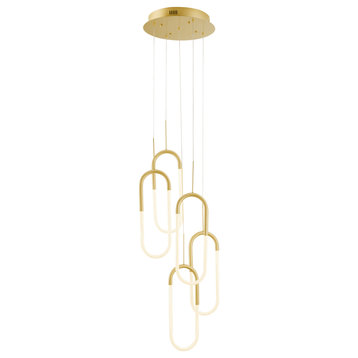 LED Five Clips Chandelier, Dimmable, Sandy Gold