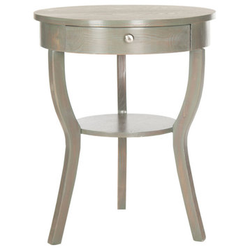 Drayden Round Pedestal End Table With Drawer Ash Gray