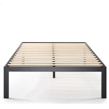 Modern Platform Bed, Sturdy Wooden Slats Support With Non Slip Tape, Queen/18" H