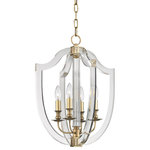 Hudson Valley Lighting - Arietta, 17" Pendant, Aged Brass Finish, Clear Glass - The old world and the new meet in Arietta. We take the iconic form of a crest and embellish it, exaggerating its corners and lines. Thick planes of acrylic are laser-cut, meeting metal and contrasting the central column.